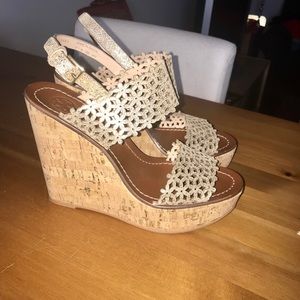 Brand new Tory Burch gold wedges